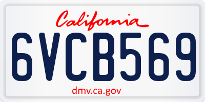 CA license plate 6VCB569