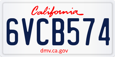 CA license plate 6VCB574