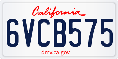 CA license plate 6VCB575