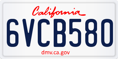 CA license plate 6VCB580