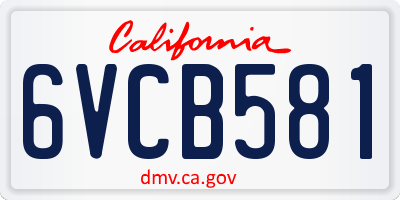 CA license plate 6VCB581