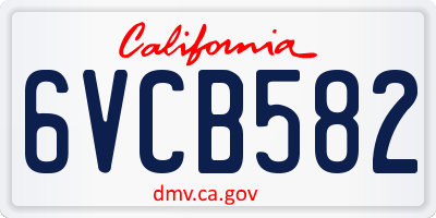 CA license plate 6VCB582