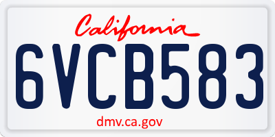 CA license plate 6VCB583