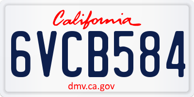 CA license plate 6VCB584