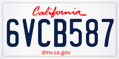 CA license plate 6VCB587
