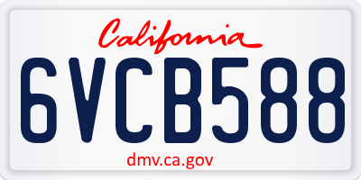 CA license plate 6VCB588