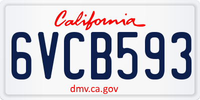 CA license plate 6VCB593