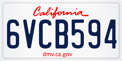 CA license plate 6VCB594
