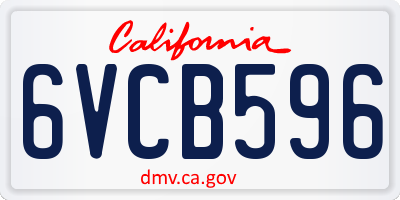 CA license plate 6VCB596