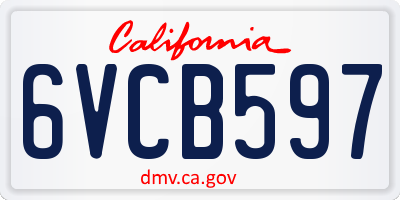 CA license plate 6VCB597