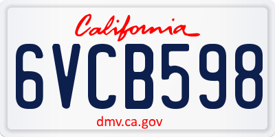 CA license plate 6VCB598