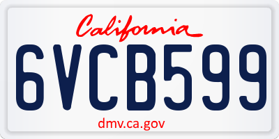 CA license plate 6VCB599