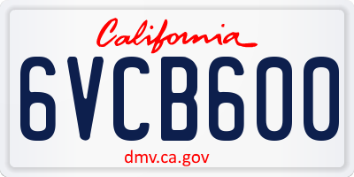 CA license plate 6VCB600