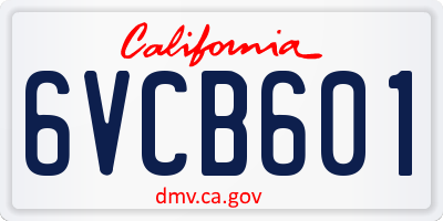 CA license plate 6VCB601