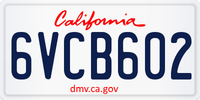 CA license plate 6VCB602
