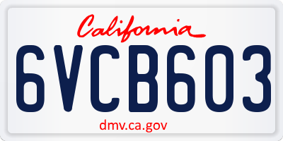 CA license plate 6VCB603