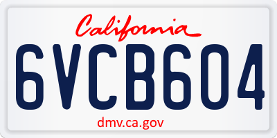 CA license plate 6VCB604