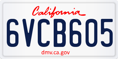 CA license plate 6VCB605
