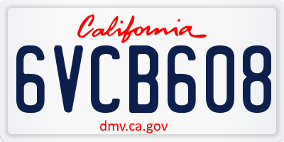 CA license plate 6VCB608