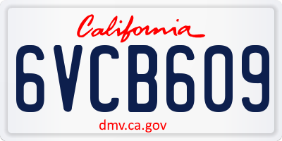 CA license plate 6VCB609
