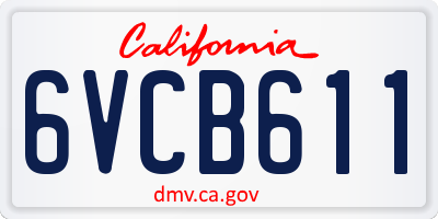 CA license plate 6VCB611