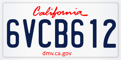 CA license plate 6VCB612