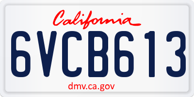 CA license plate 6VCB613