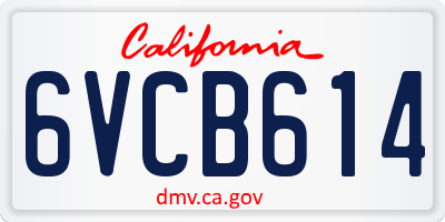 CA license plate 6VCB614