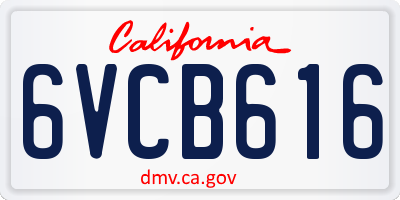 CA license plate 6VCB616