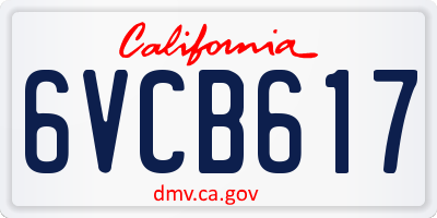 CA license plate 6VCB617