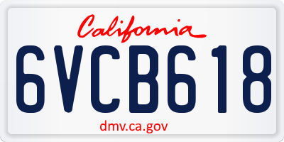 CA license plate 6VCB618
