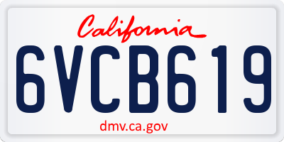 CA license plate 6VCB619