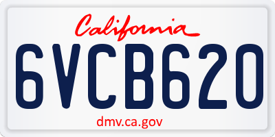 CA license plate 6VCB620