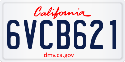 CA license plate 6VCB621