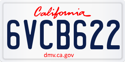 CA license plate 6VCB622