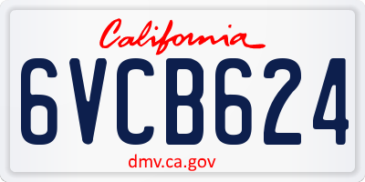 CA license plate 6VCB624