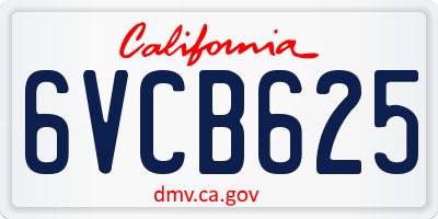 CA license plate 6VCB625
