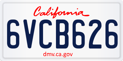 CA license plate 6VCB626