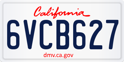 CA license plate 6VCB627
