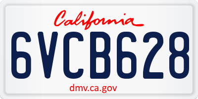 CA license plate 6VCB628
