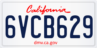 CA license plate 6VCB629