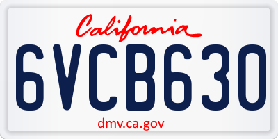 CA license plate 6VCB630