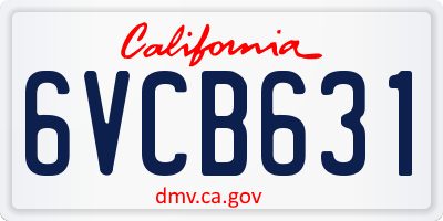 CA license plate 6VCB631