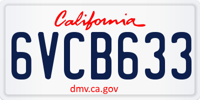CA license plate 6VCB633