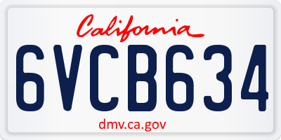 CA license plate 6VCB634