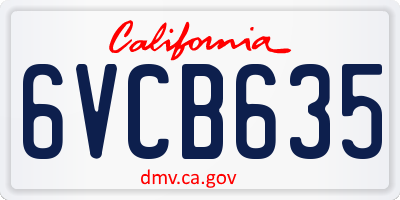 CA license plate 6VCB635