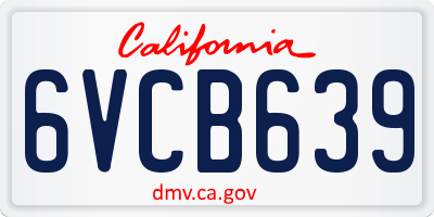 CA license plate 6VCB639