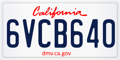 CA license plate 6VCB640