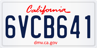 CA license plate 6VCB641