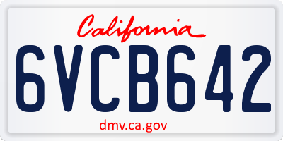 CA license plate 6VCB642